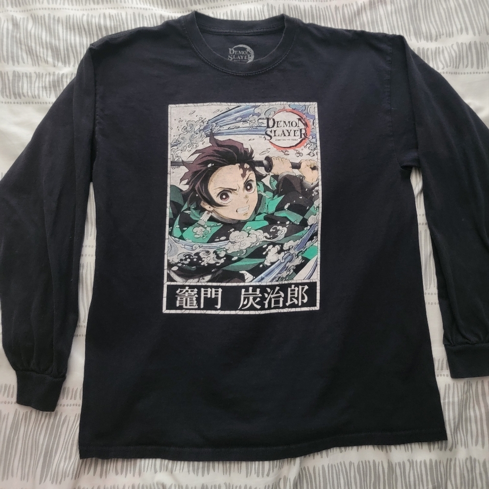 Large Black Long Sleeve Demon Slayer Shirt